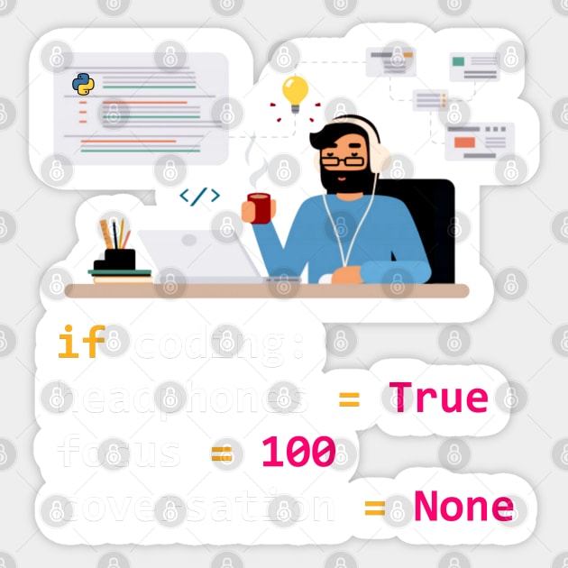 Coding time algorithm for Python Developer Sticker by PyGeek